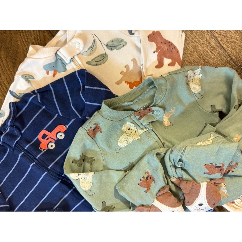 Carters Baby Sleepers Boy 3 Months 2 Way Zipper Outfits Sleep & Play Dog Truck